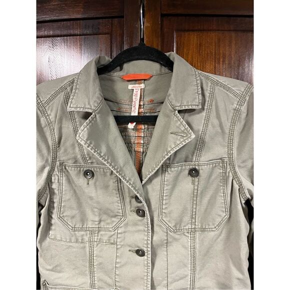 Free People Military Green Cropped Jacket size 4 - Picture 3 of 12
